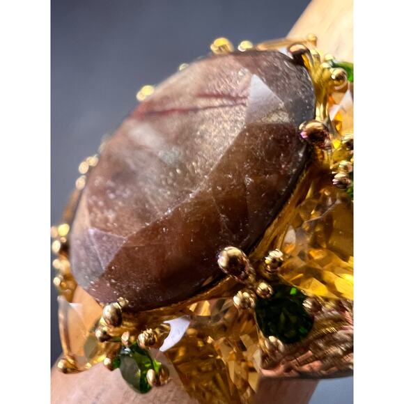 NEW chocolate sapphire multi gem cocktail ring in vermeil size 7 - Picture 4 of 16